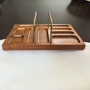 Vintage Dresser Valet Mid-Century Solid American Walnut and Brass 9.5 x 7.